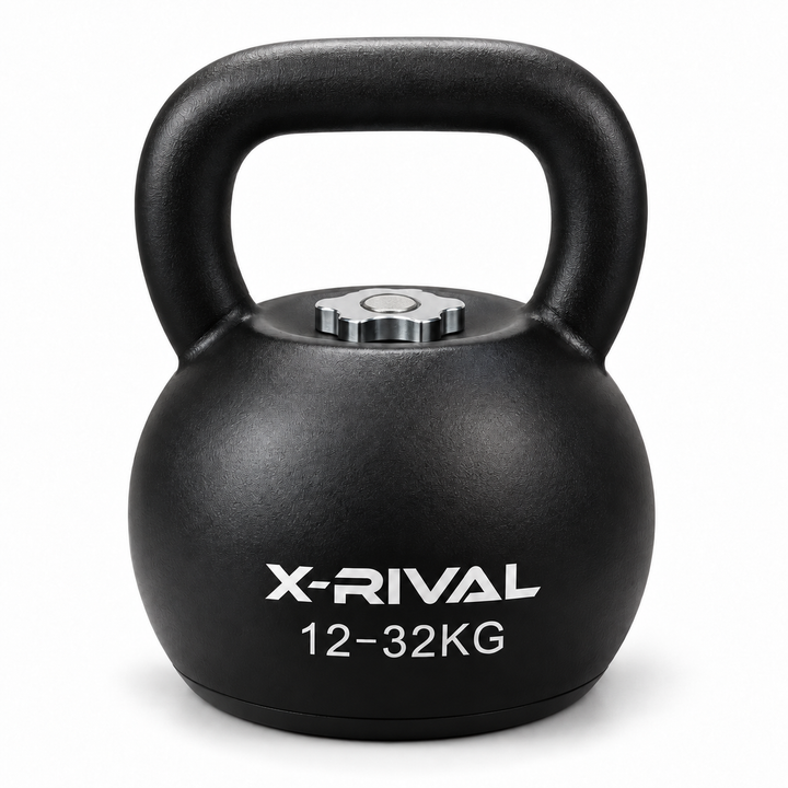 X-RIVAL 12–32kg adjustable kettlebell, assembled front view