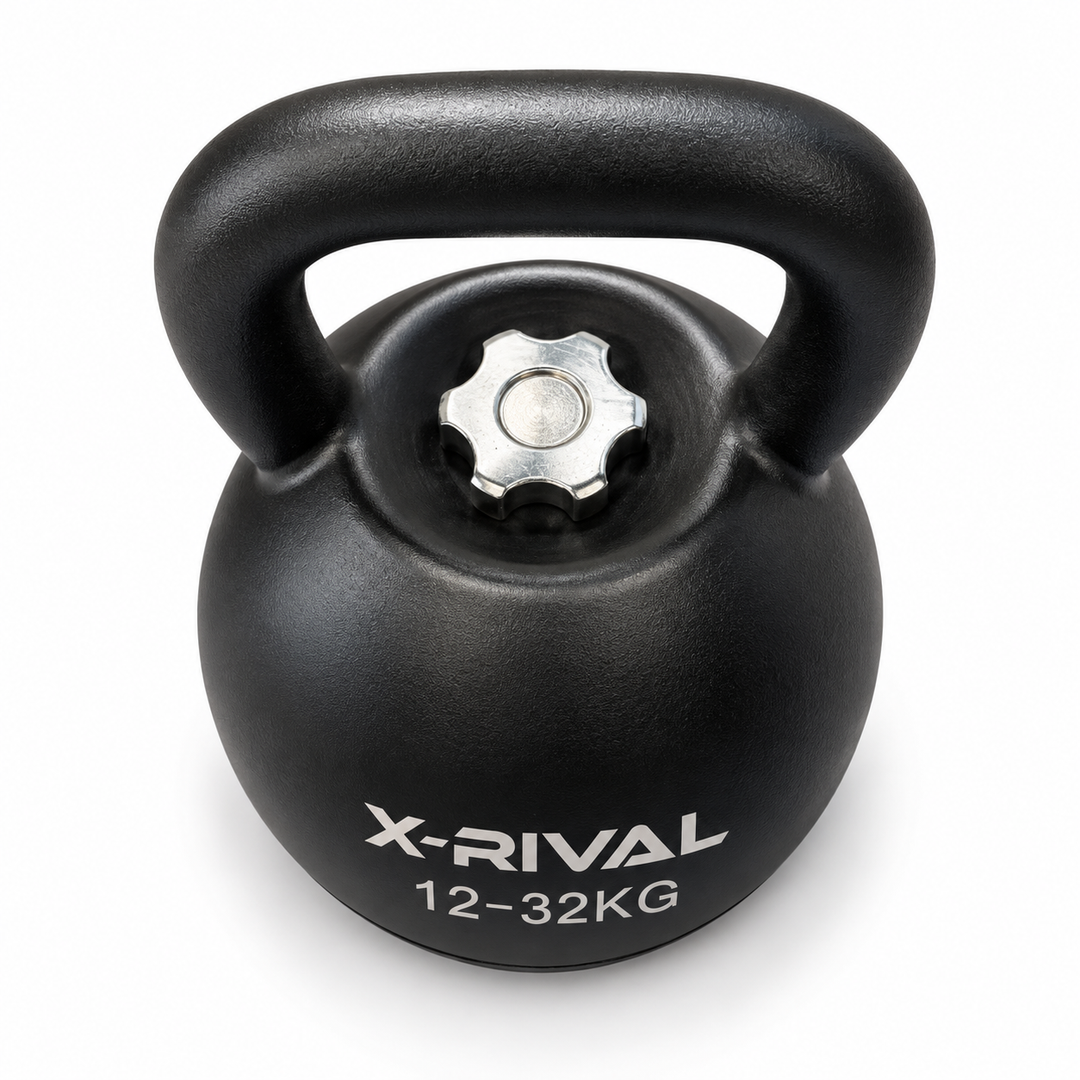 X-RIVAL kettlebell, elevated view of the top locking knob
