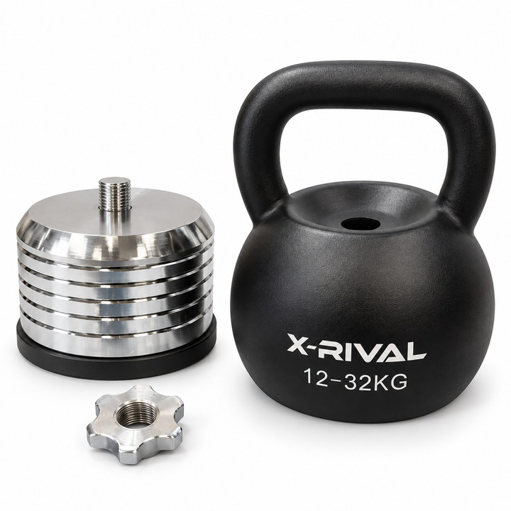 X-RIVAL kettlebell shell beside the removable internal weight stack