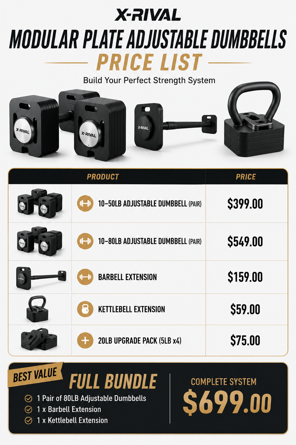 X-Rival Modular Adjustable Dumbbell System