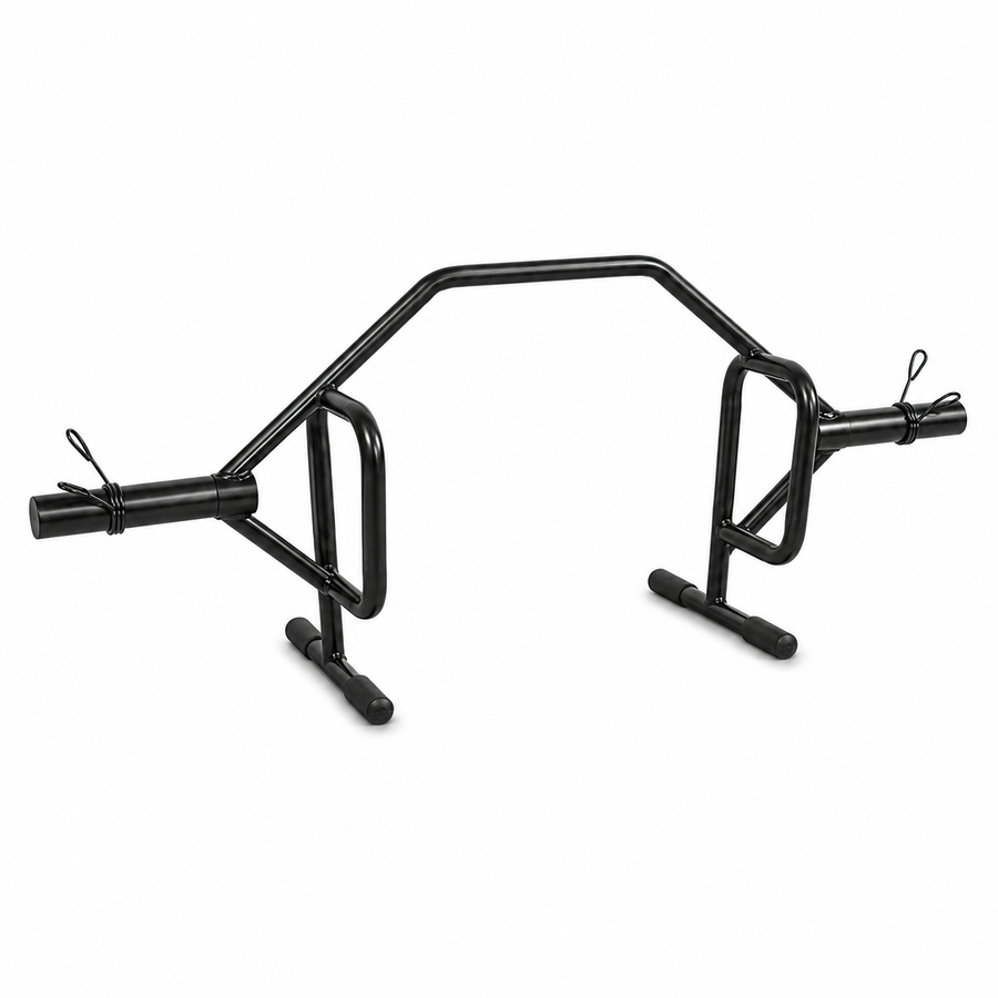 A black metal hex barbell rack for home gym use, shown on a clean white background.