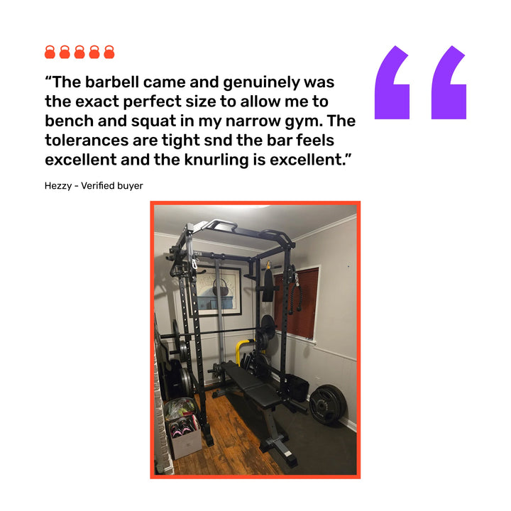 Short Rackable Barbell in a compact home gym