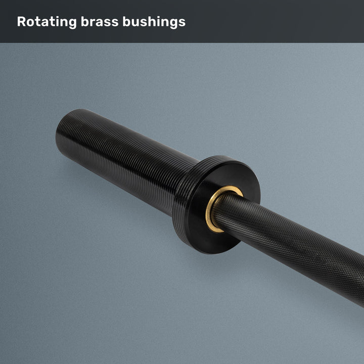 Close-up of the Short Rackable Barbell sleeve and bushings