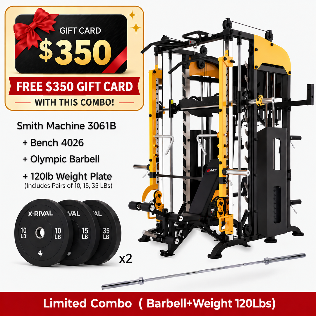 Altas AL-3061B combo with bench, barbell, 120 lb weight plates and free $350 gift card.