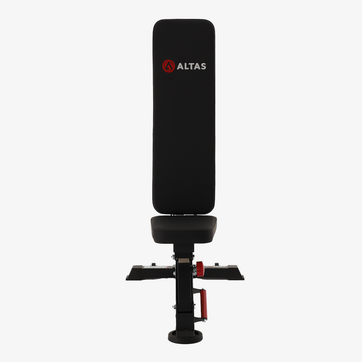 Side view of the ALTAS AL-4030 multi-angle adjustable weight bench.