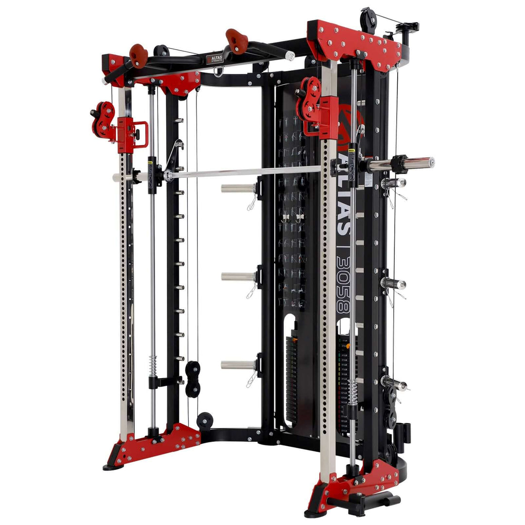 ALTAS AL-3058G Strength Machine sports equipment for home gym, combining smith machine, power rack, and functional trainer.