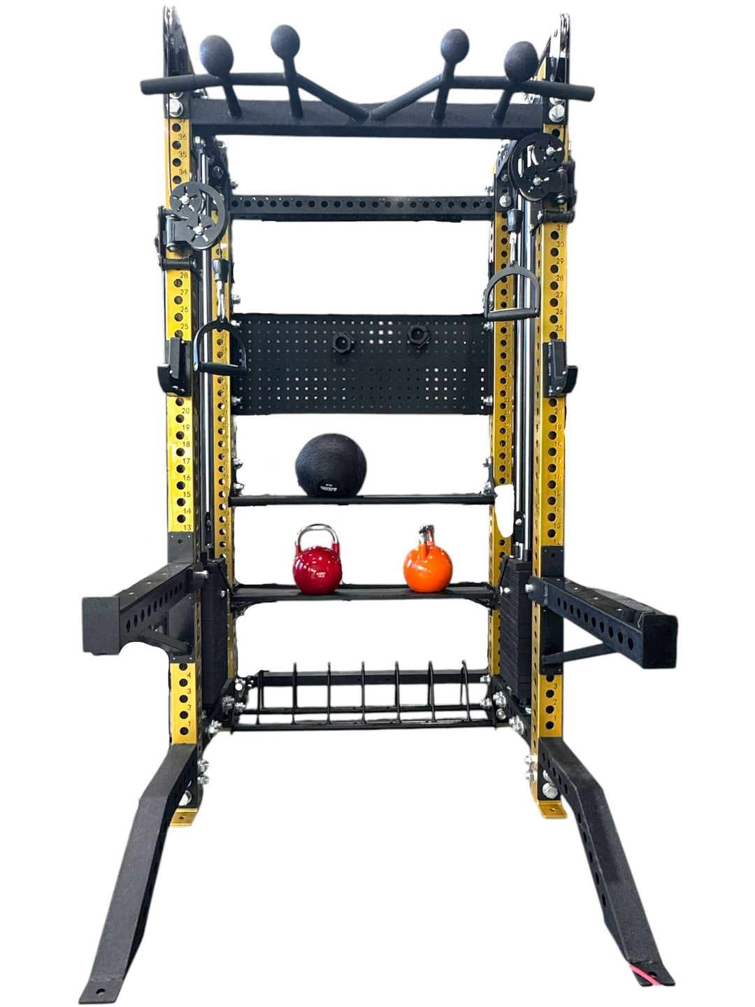 Functional Trainer XRFT09(S) with adjustable settings and weight storage for kettlebells and accessories.