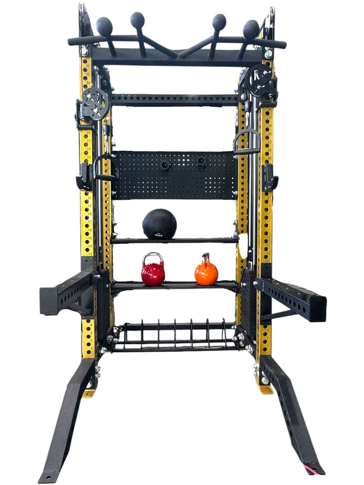 Functional Trainer XRFT09(S) with adjustable settings and weight storage for kettlebells and accessories.