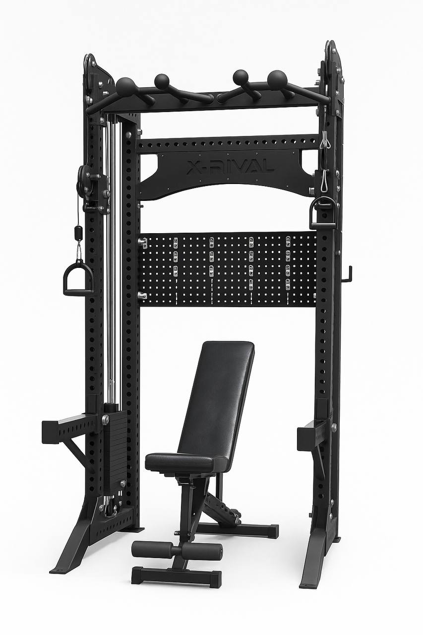 Functional Trainer XRFT09(S) with adjustable bench and dual cable system for versatile workouts.