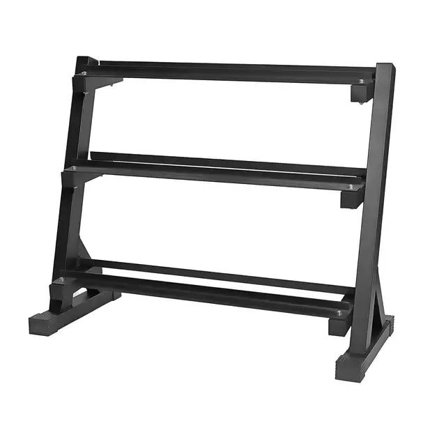 X-RIVAL 3-Tier Dumbbell Rack for gym equipment storage, sturdy and compact design for maximizing space in fitness areas.