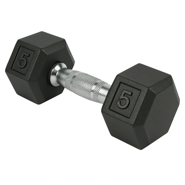 X-RIVAL 5 lb Rubber Hex Dumbbell for home and gym workouts, ideal for strength training, sold individually.