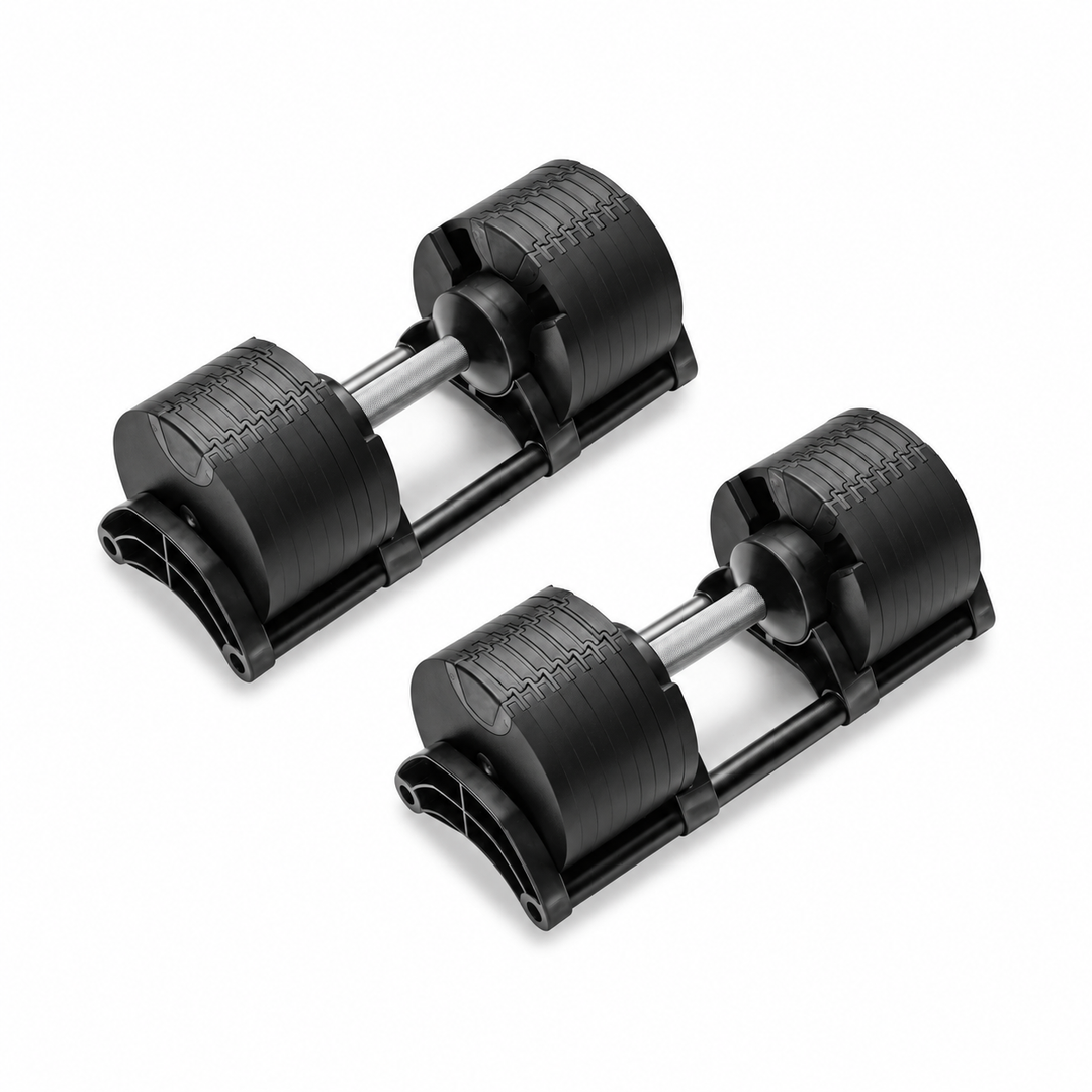 X-Rival 5–80 LB adjustable dumbbells in Black, sold as a pair with storage cradles.