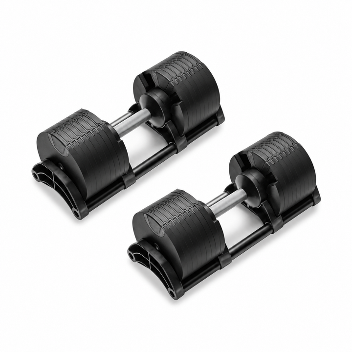 X-Rival 5–80 LB adjustable dumbbells in Black, sold as a pair with storage cradles.