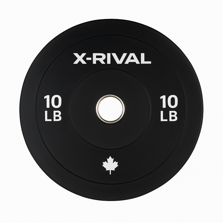 X-RIVAL 10 lb black bumper plate designed for durability, ideal for home gyms and fitness centers in Canada.