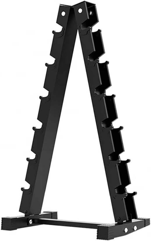 X-RIVAL Premium Vertical Dumbbell Rack for 6 pairs, compact design ideal for home gyms and fitness spaces.