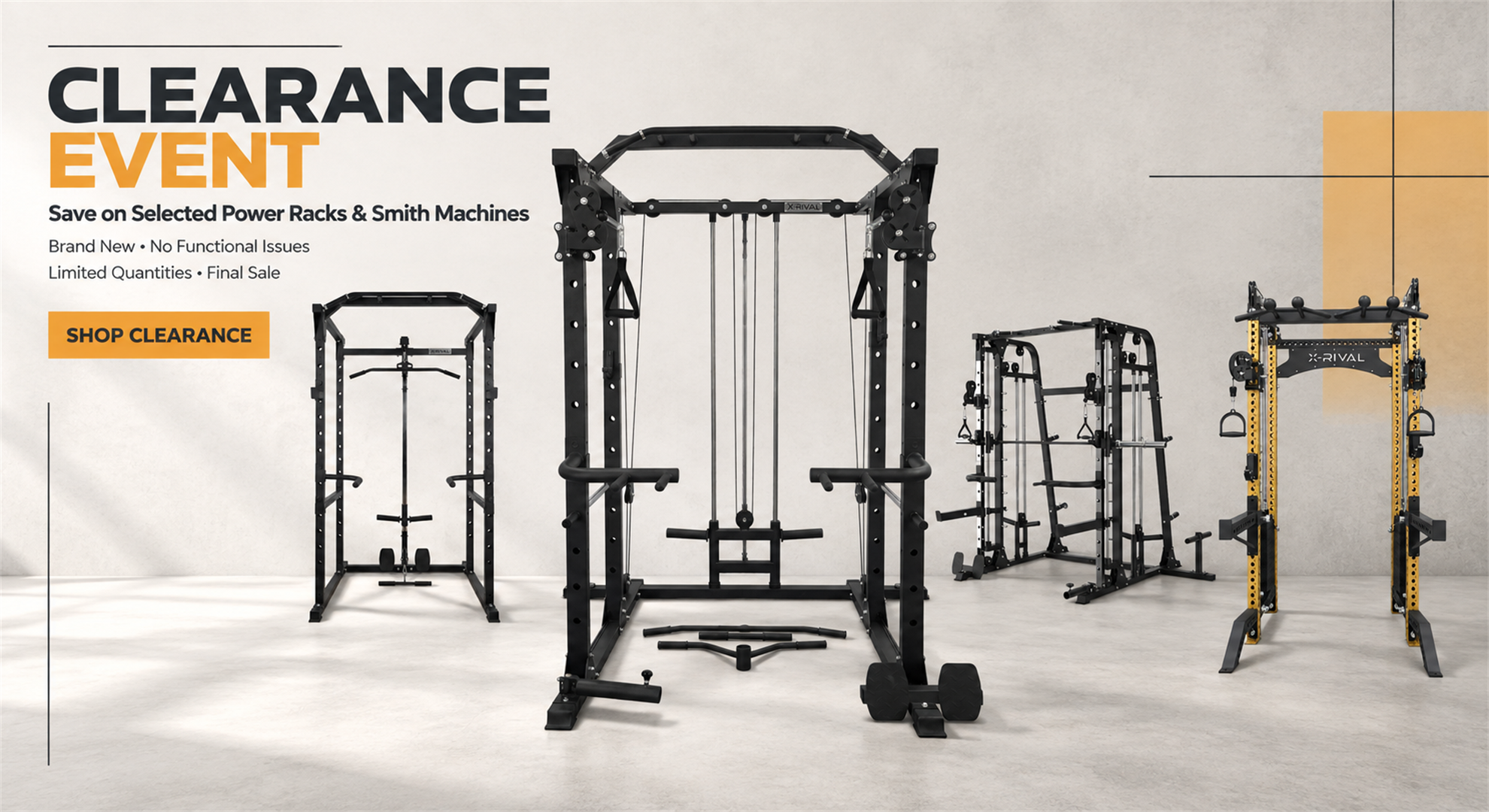 X-Rival Fitness Vancouver Clearance Event – selected power racks and Smith machines