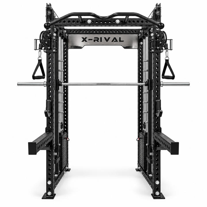X-Rival XRSF11 multi-function Smith machine in black, front view on a white background.