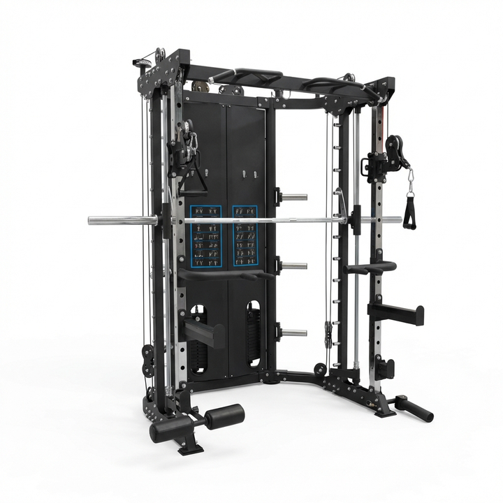 Black and gray weightlifting apparatus on a white background
